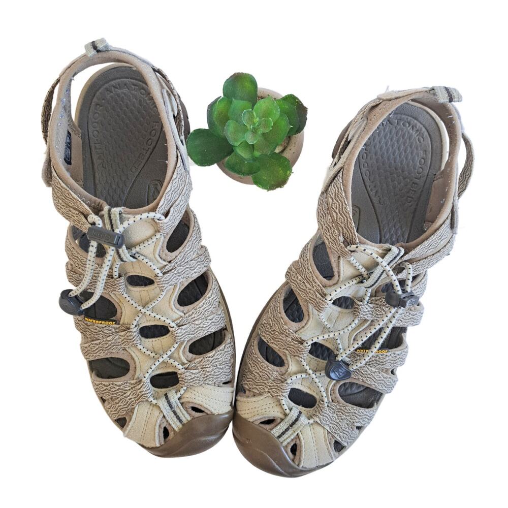 KEEN Women's 9 Whisper Waterproof Hiking Sandal Beige/Tan Print - Picture 3 of 8